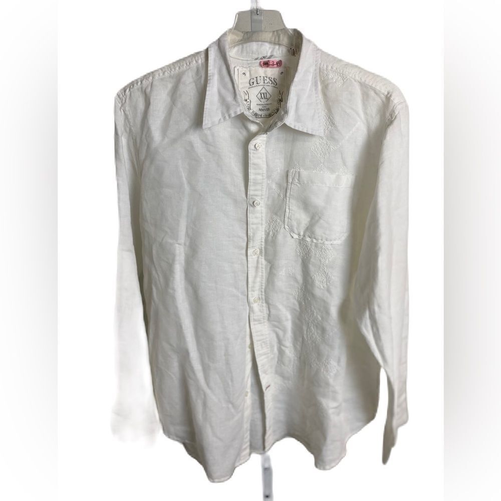 #307 GUESS Linen Blend Button Down